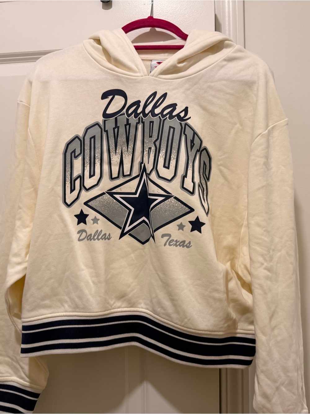 NFL Dallas Cowboys Cream Hoodie with Navy Logo